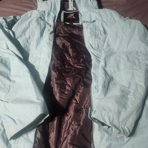 Light Blue Hooded Jacket with Brown Lining